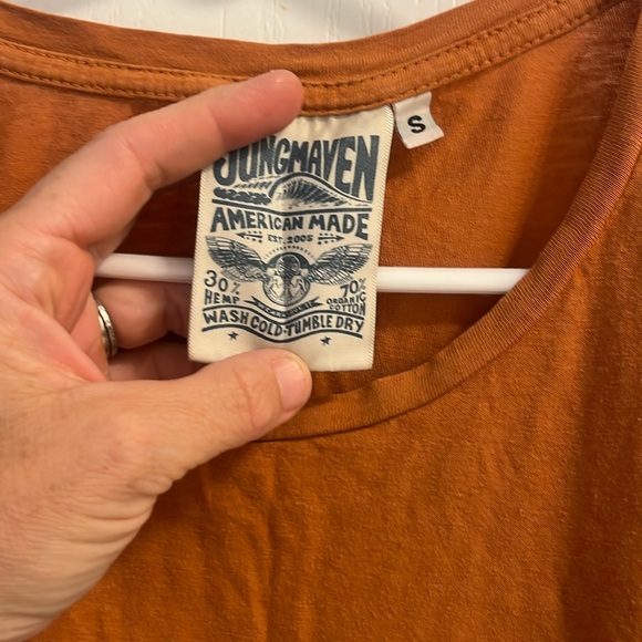 Jungmaven Womens Shirt Small rust orange Tee Hemp Cotton Organic - Picture 3 of 3